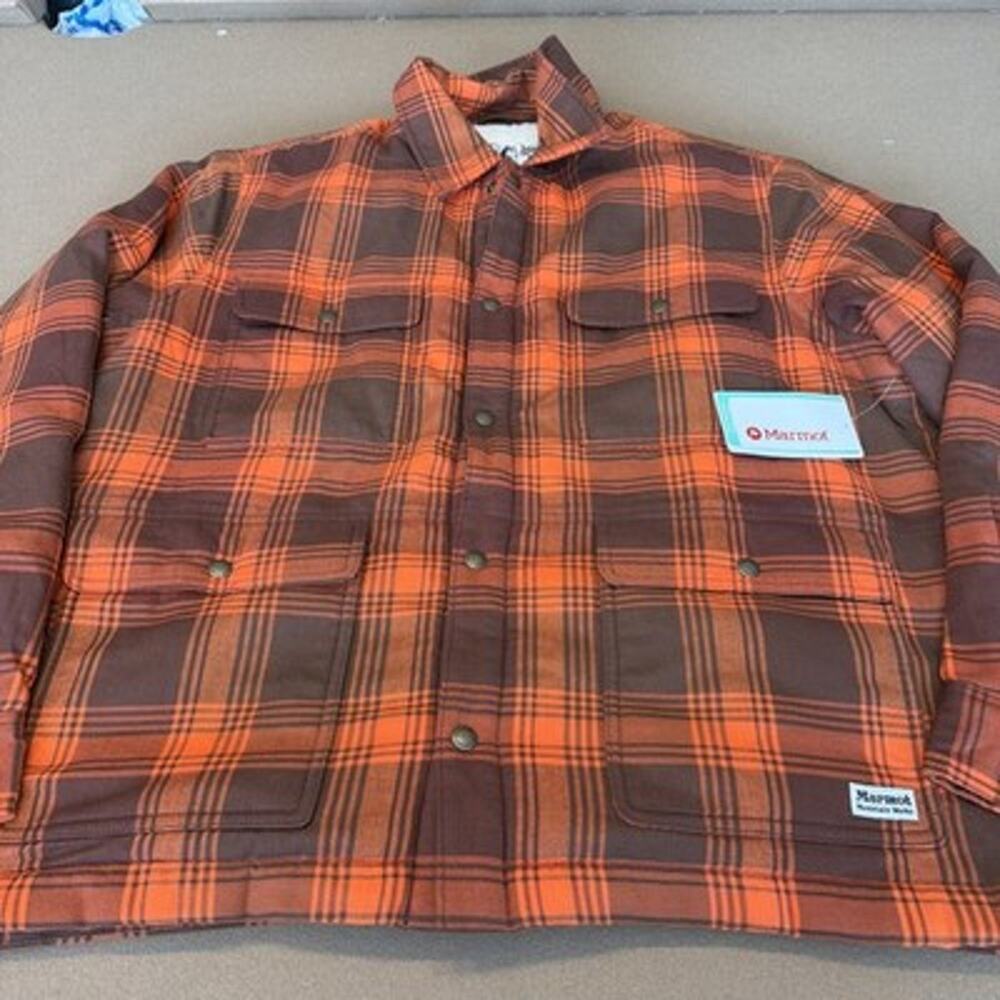 Marmot Men’s XXL Shirt Jacket Ridgefield Heavyweight Sherpa-Flannel Orange